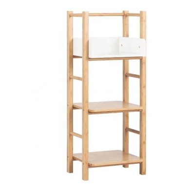 Bathroom bamboo and white lacquering 3 tier storage shelf