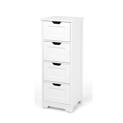 Stylish 4 drawers wooden bathroom cabinet White