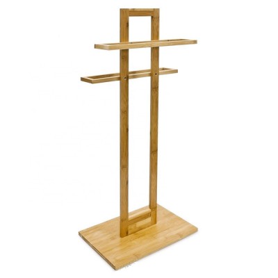 Elegant free-standing Bathroom bamboo towel holder stand for 2 towels