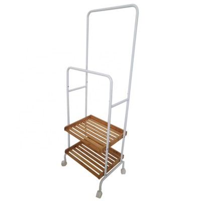 New Style Metal Frame With 2 - Tier Bamboo Towels Shelf